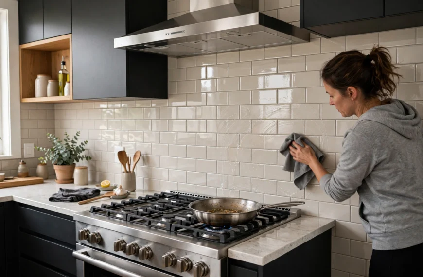 Kitchen Backsplash Materials That Simplify Grease Removal and Protect Walls Behind Cooking Surfaces