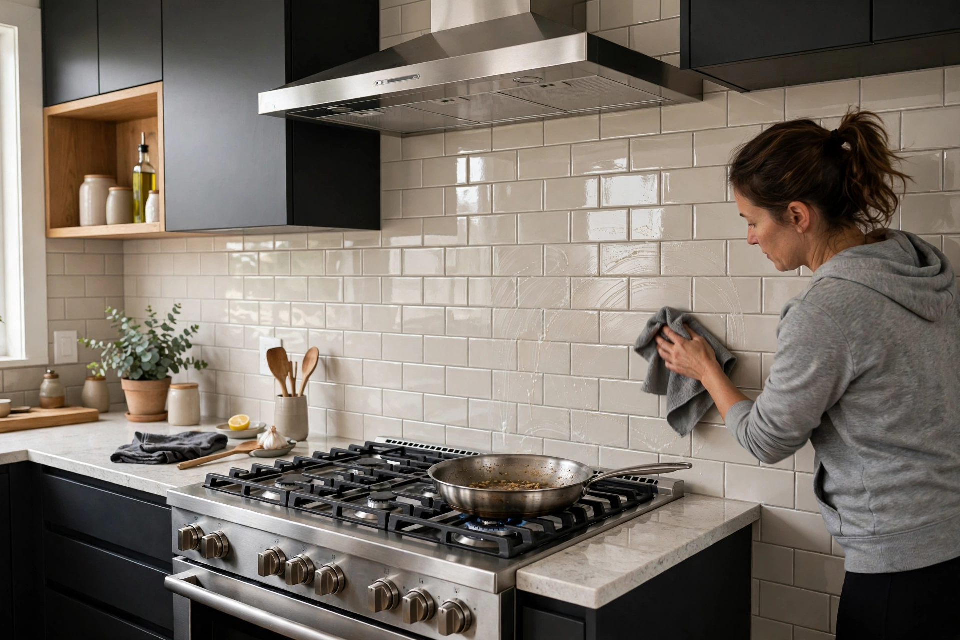 Kitchen Backsplash Materials That Simplify Grease Removal and Protect Walls Behind Cooking Surfaces